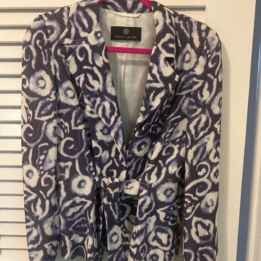 Rena Lange Women's Floral Blazer in Navy and Cream